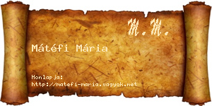 Mátéfi Mária névjegykártya